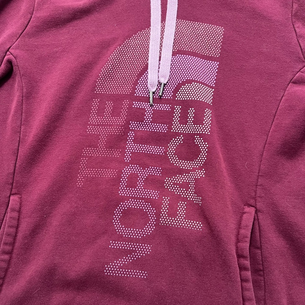 The North Face Burgundy Pullover Hoodie Athletic Logo Graphic Women M - Picture 2 of 5